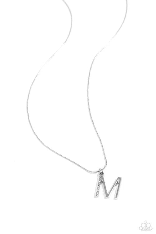 M - Letter of the Law Paparazzi Accessories Necklaces with Earrings Silver