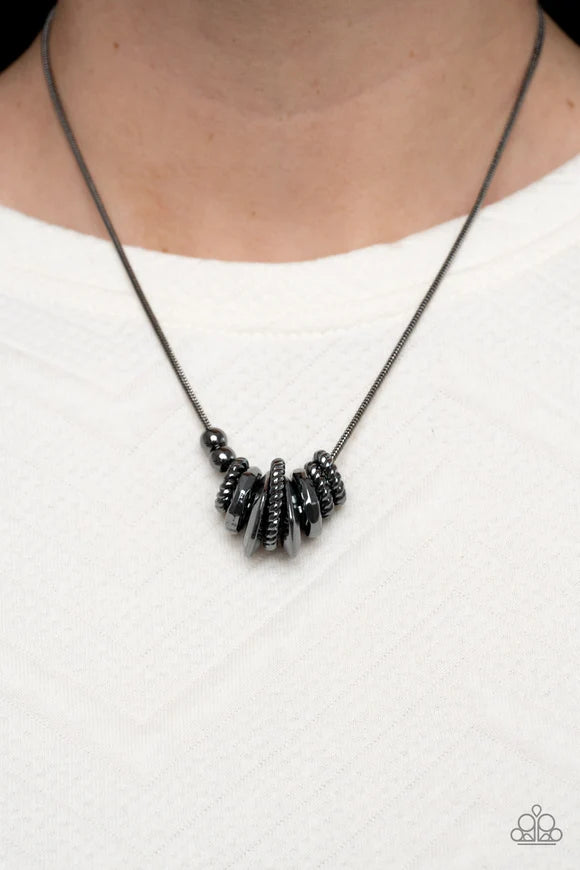 Mechanical Mischief Paparazzi Accessories Necklace with Earrings Black