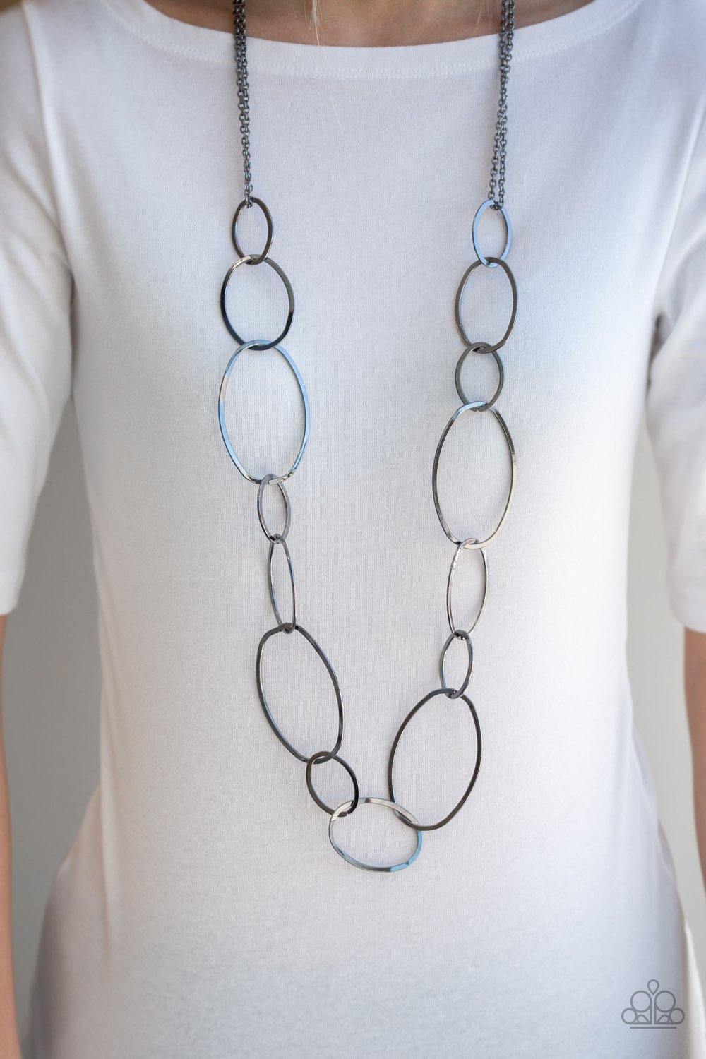 City Circuit Paparazzi Accessories Necklace with Earrings Black
