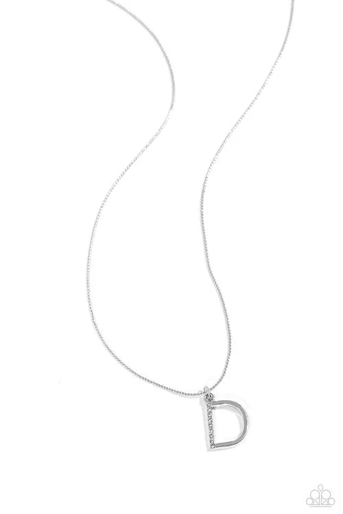 D - Letter of the Law Paparazzi Accessories Necklaces with Earrings Silver