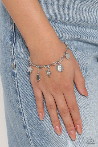 E - Legacy Letters Paparazzi Accessories Bracelet - White