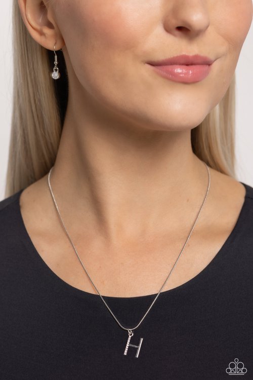 H - Letter of the Law Paparazzi Accessories Necklaces with Earrings Silver