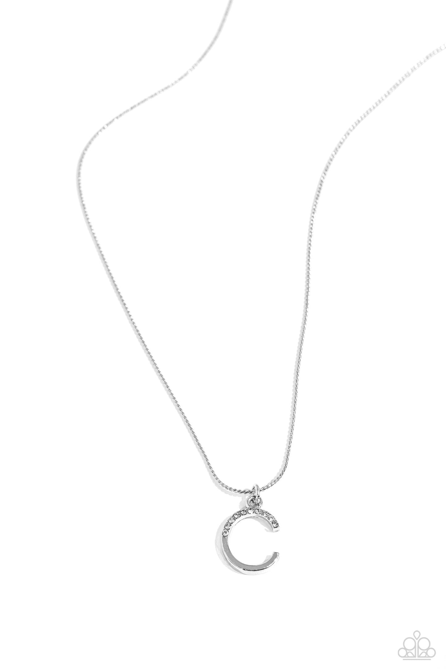 C - Seize the Initial Paparazzi Accessories Necklaces with Earrings Silver