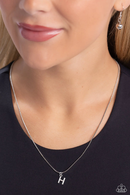 H - Seize the Initial Paparazzi Accessories Necklaces with Earrings Silver