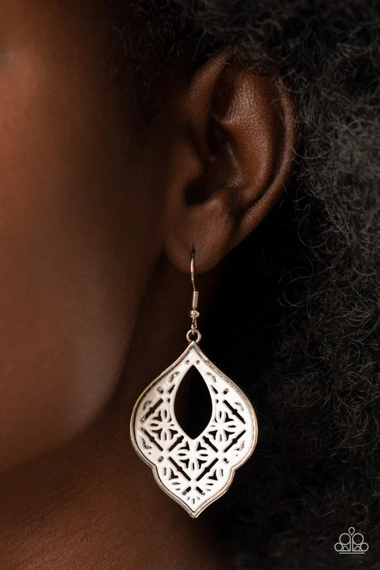 Thessaly Terrace Paparazzi Accessories Earrings White