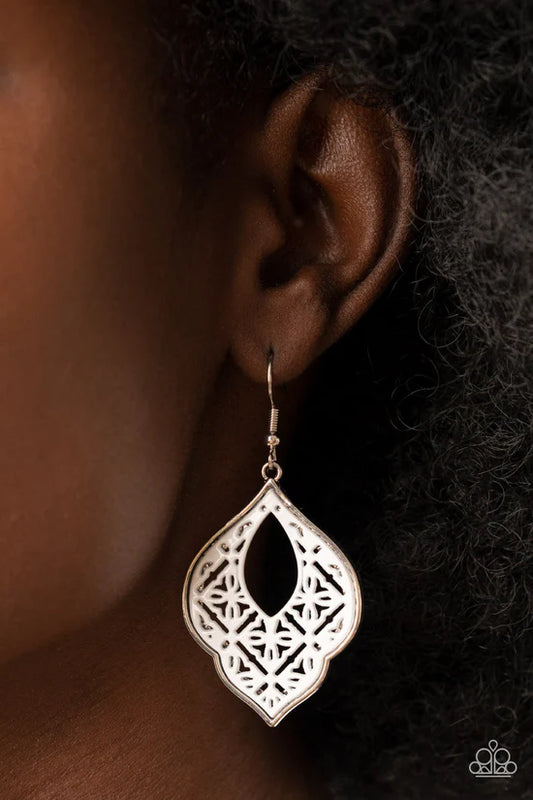 Thessaly Terrace Paparazzi Accessories Earrings White