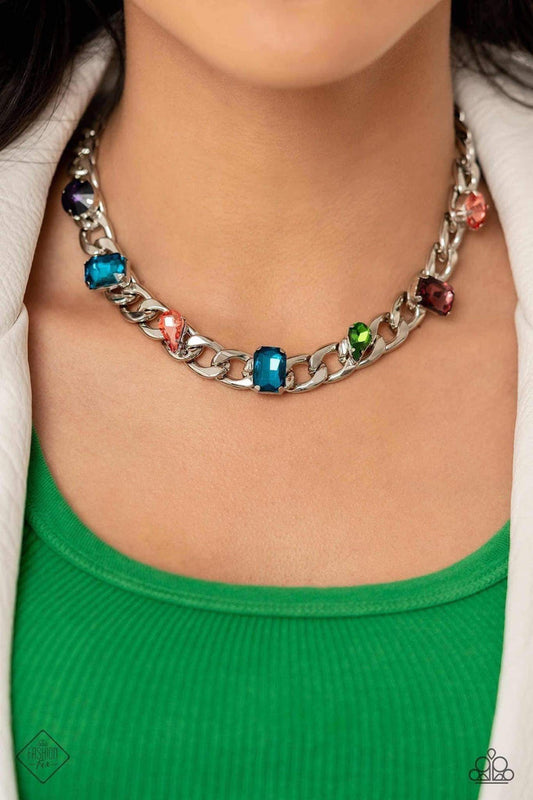 Audaciously Affixed - Multi Paparazzi Accessories Necklace with Earrings