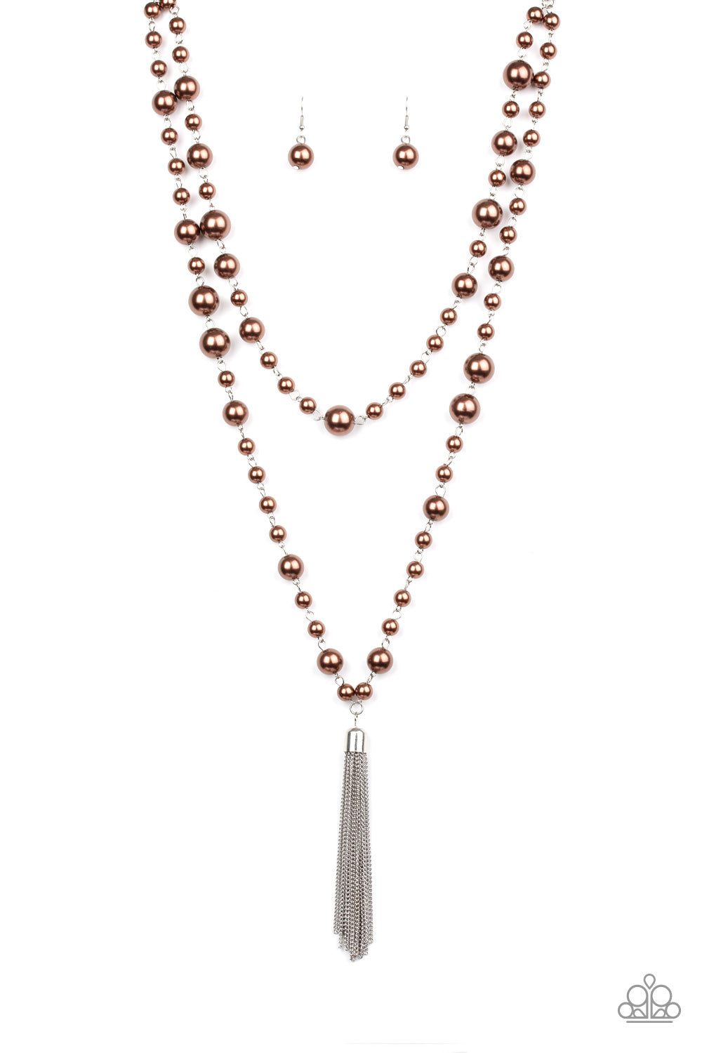 Social Hour Paparazzi Accessories Brown Necklace with Earrings