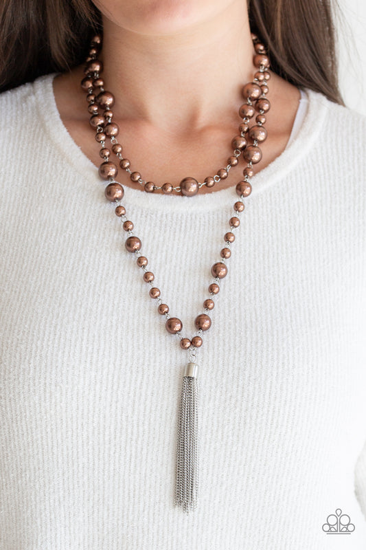 Social Hour Paparazzi Accessories Brown Necklace with Earrings