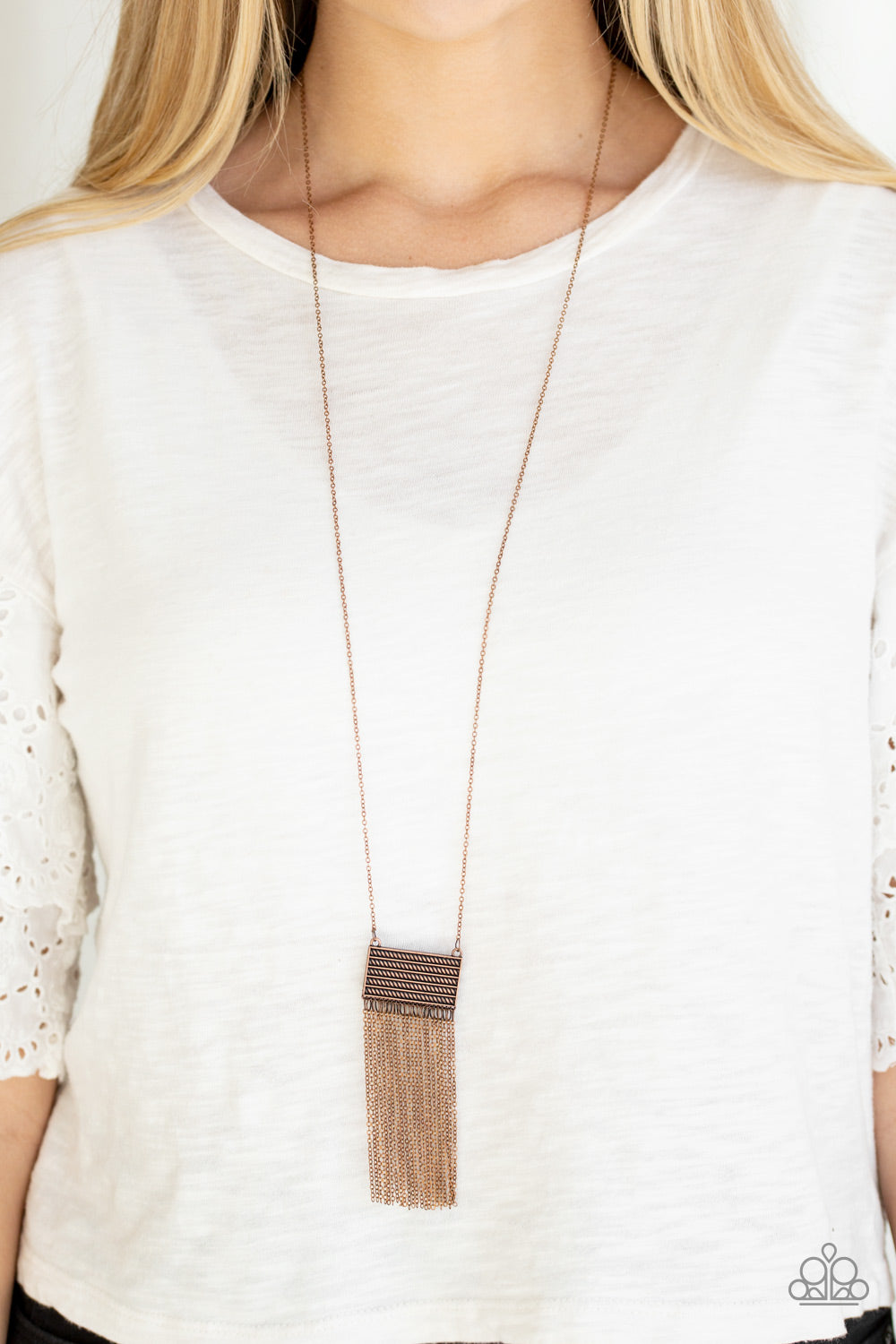 Totally Tassel Paparazzi Accessories Necklace with Earrings Copper
