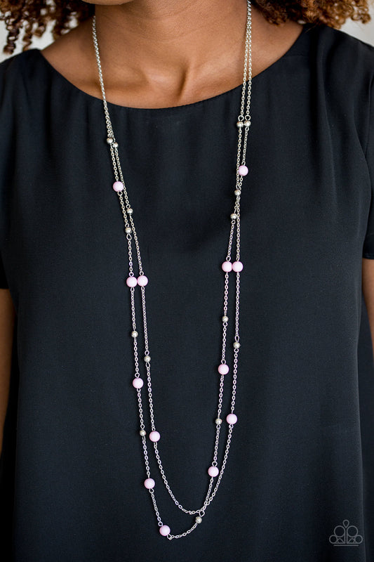Beach Party Pageant Paparazzi Accessories Necklace with Earrings Pink