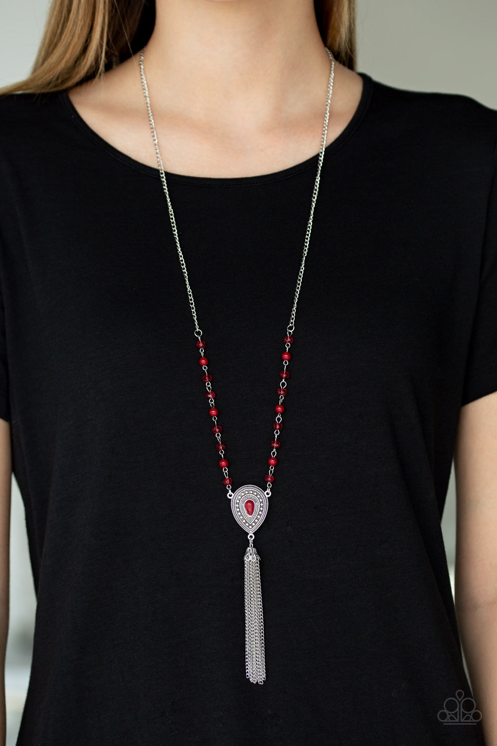 Soul Quest Paparazzi Accessories Necklace with Earrings - Red