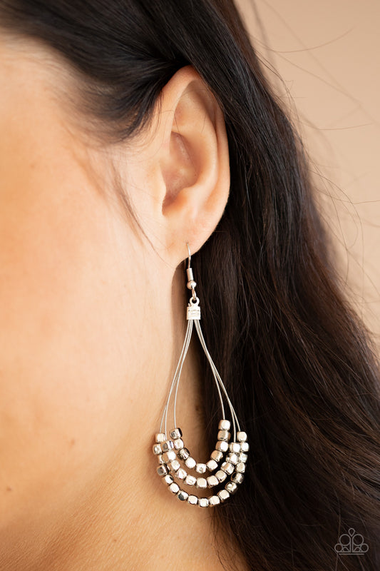 Off The Blocks Shimmer Paparazzi Accessories Earrings Silver