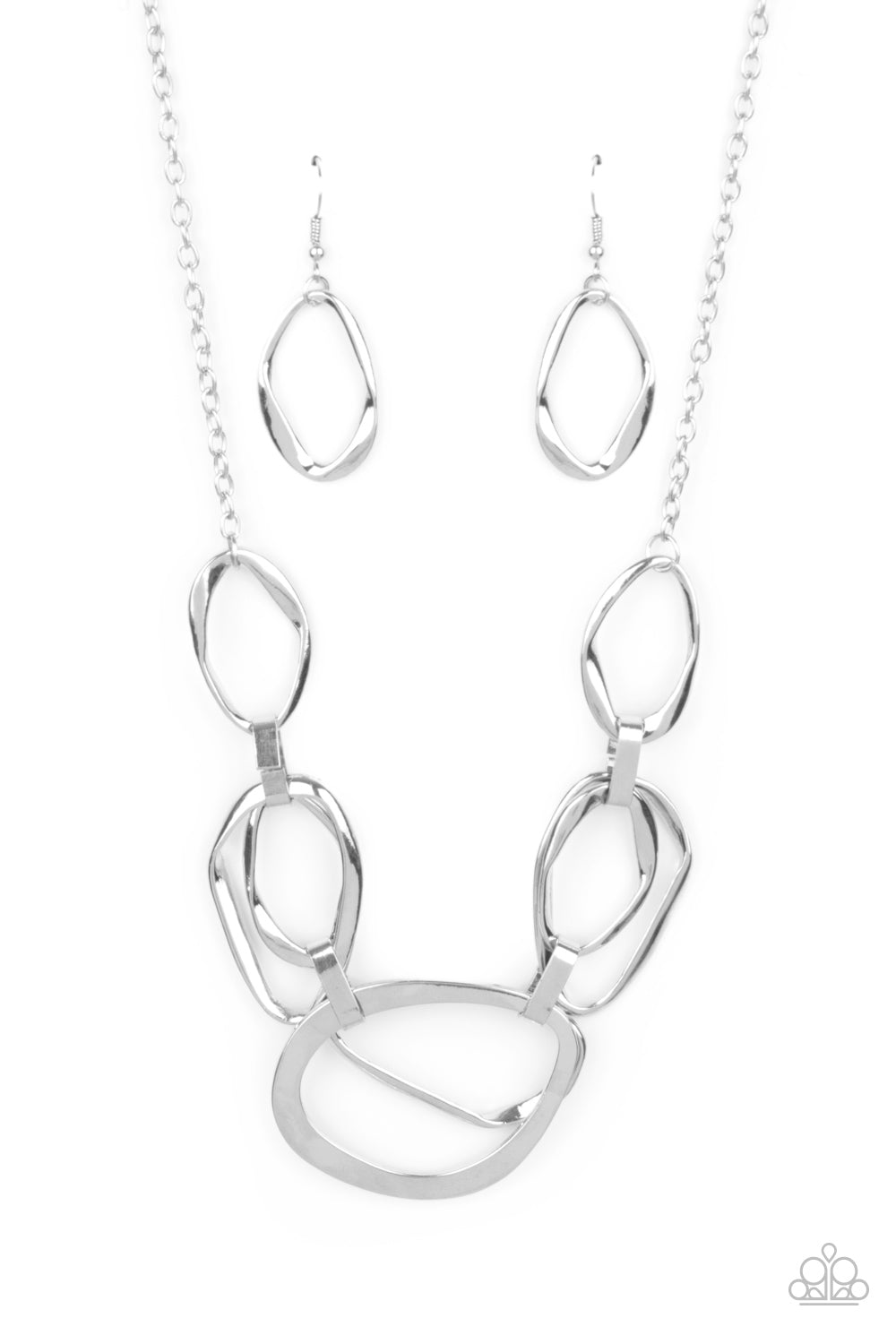 Prehistoric Heirloom Paparazzi Accessories Necklace with Earrings Silver