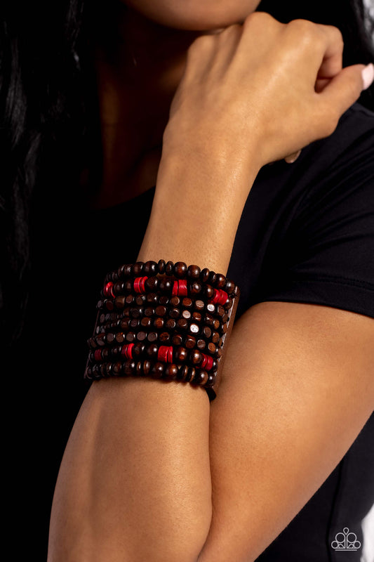 Tropical Time Zone Paparazzi Accessories Bracelet. - Red