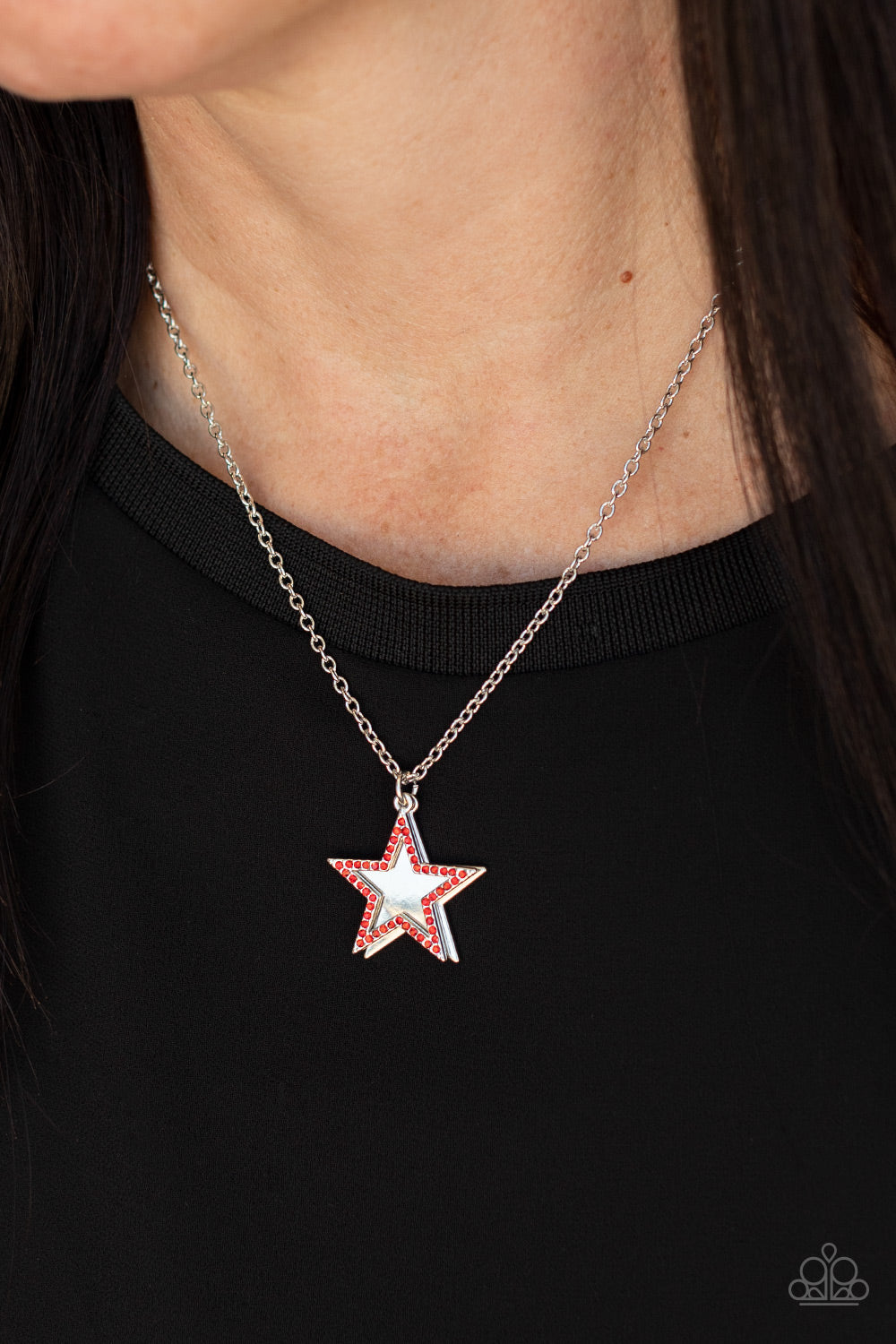 American Anthem Paparazzi Accessories Necklace with Earrings -Red