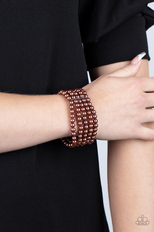 A Pearly Affair Paparazzi Accessories Bracelet Brown