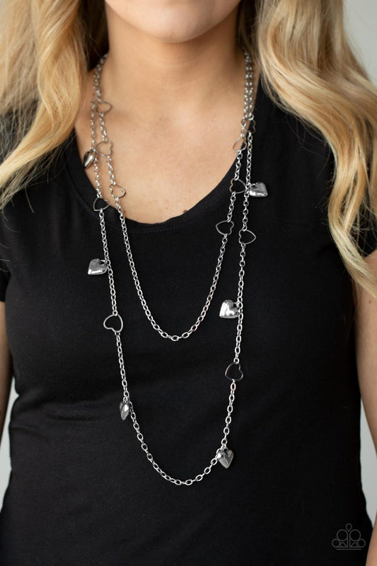 Chicly Cupid Paparazzi Accessories Necklace with Earrings - Silver