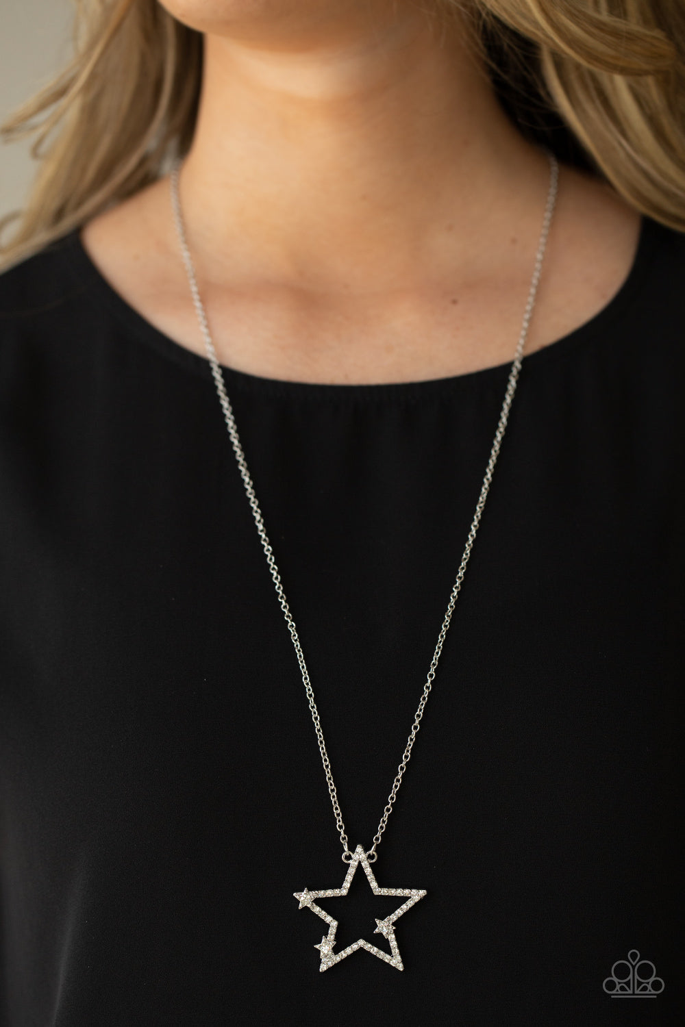 I Pledge Allegiance to the Sparkle Paparazzi Accessories Necklace with Earrings -White