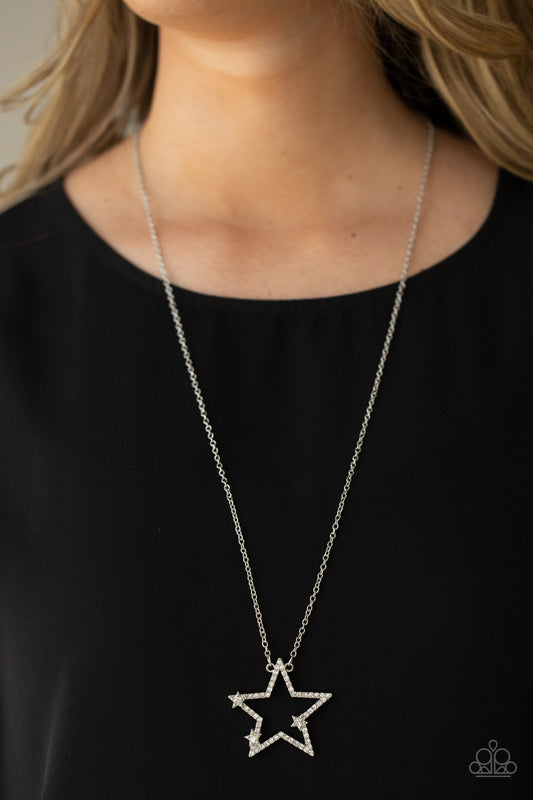 I Pledge Allegiance to the Sparkle Paparazzi Accessories Necklace with Earrings -White