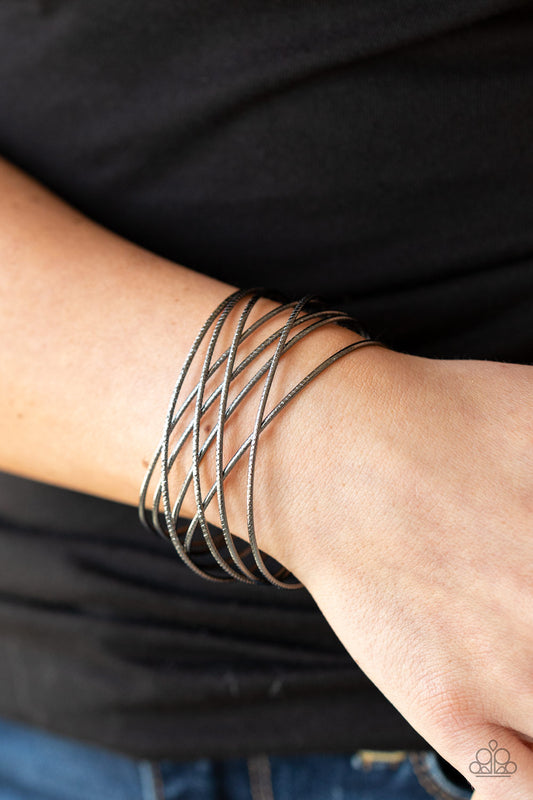 Strike Out Shimmer Paparazzi Accessories Bracelet Black