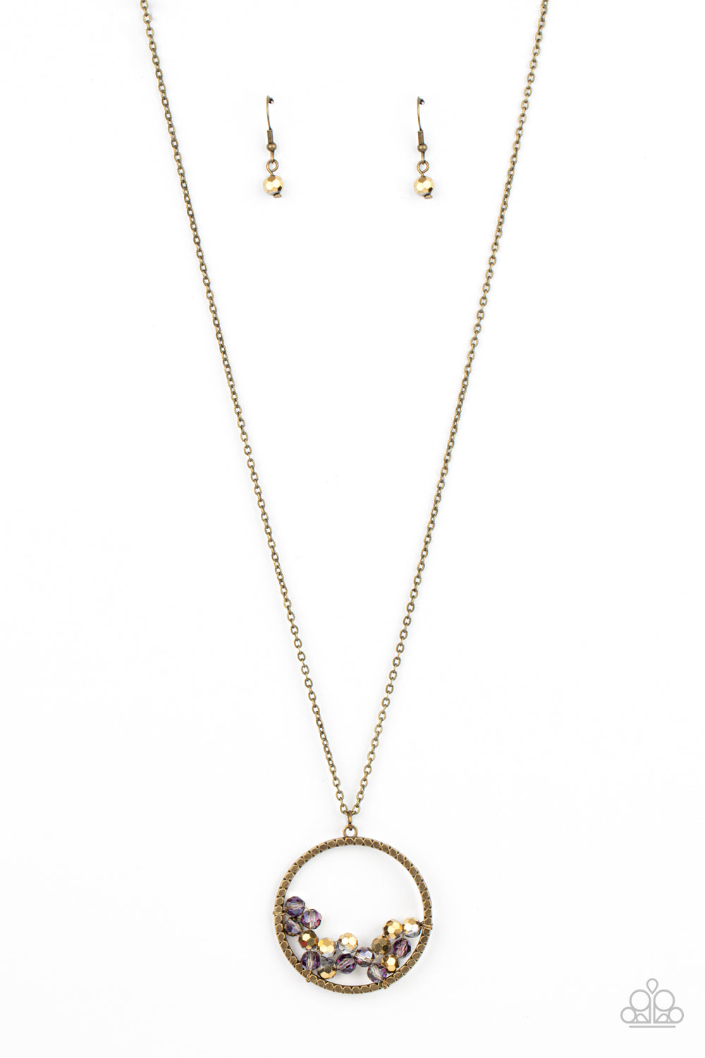 Galactic Glow Paparazzi Accessories Necklace with Earrings Brass