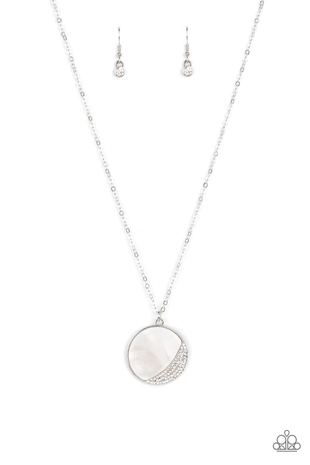 Oceanic Eclipse Paparazzi Accessories Necklace with Earrings White