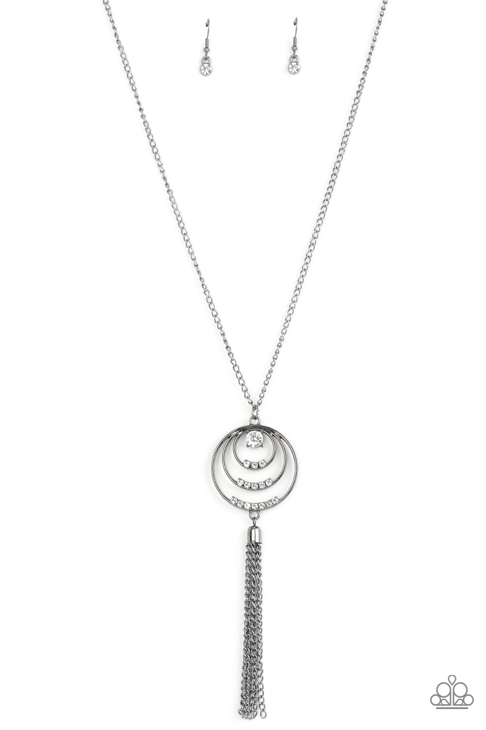 Spiraling Sparkle Paparazzi Accessories Necklace with Earrings Black