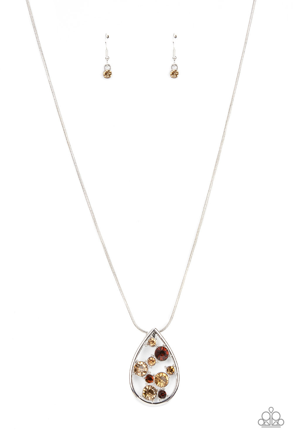 Seasonal Sophistication Paparazzi Accessories Necklace with Earrings Brown
