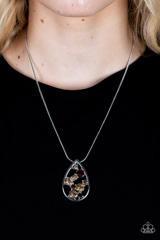 Seasonal Sophistication Paparazzi Accessories Necklace with Earrings Brown