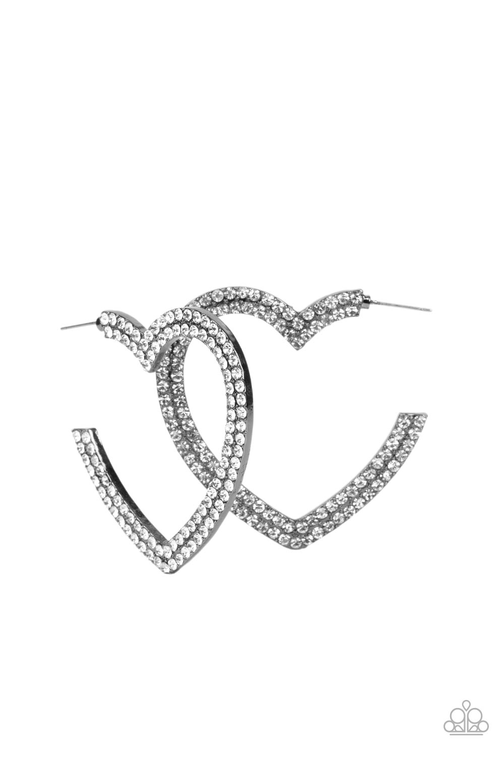 AMORE to Love Paparazzi Accessories Hoop Heart Earrings Black