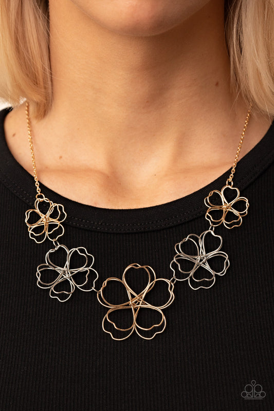 Time to GROW Paparazzi Accessories Necklace with Earrings  - Gold