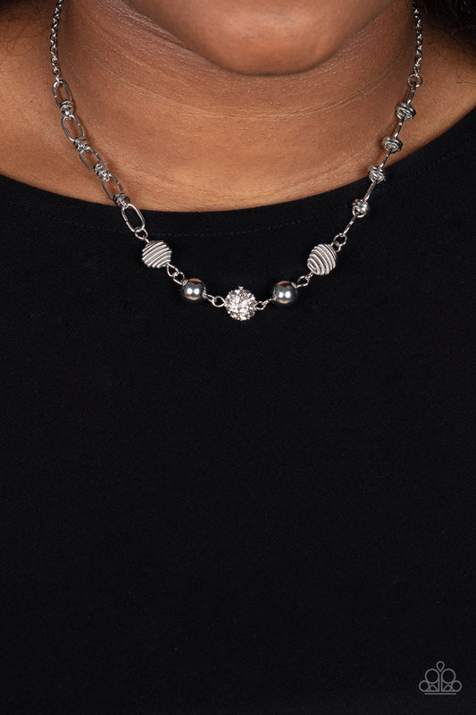 Taunting Twinkle Paparazzi Accessories Necklace with Earrings - White