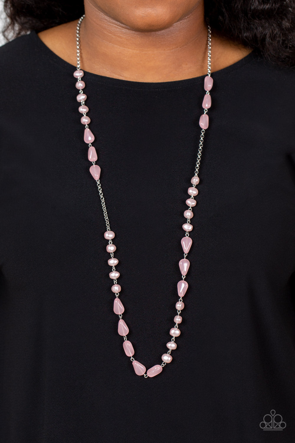 Shoreline Shimmer Paparazzi Accessories Necklace with Earrings Pink
