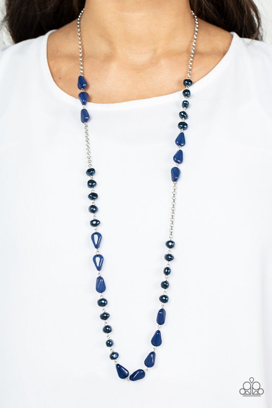 Shoreline Shimmer Paparazzi Accessories Necklace with Earrings Blue