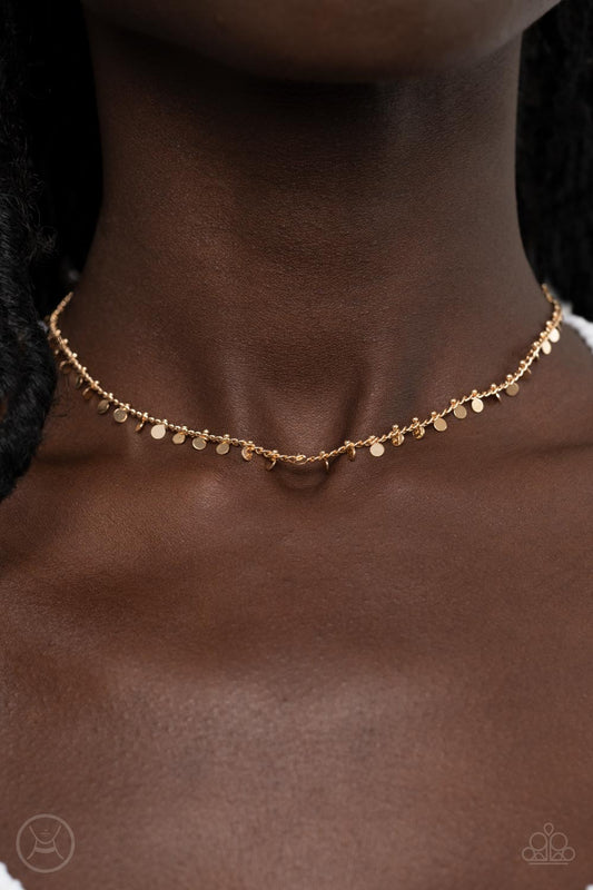 Spotlight Spunk Paparazzi Accessories Choker with Earrings Gold