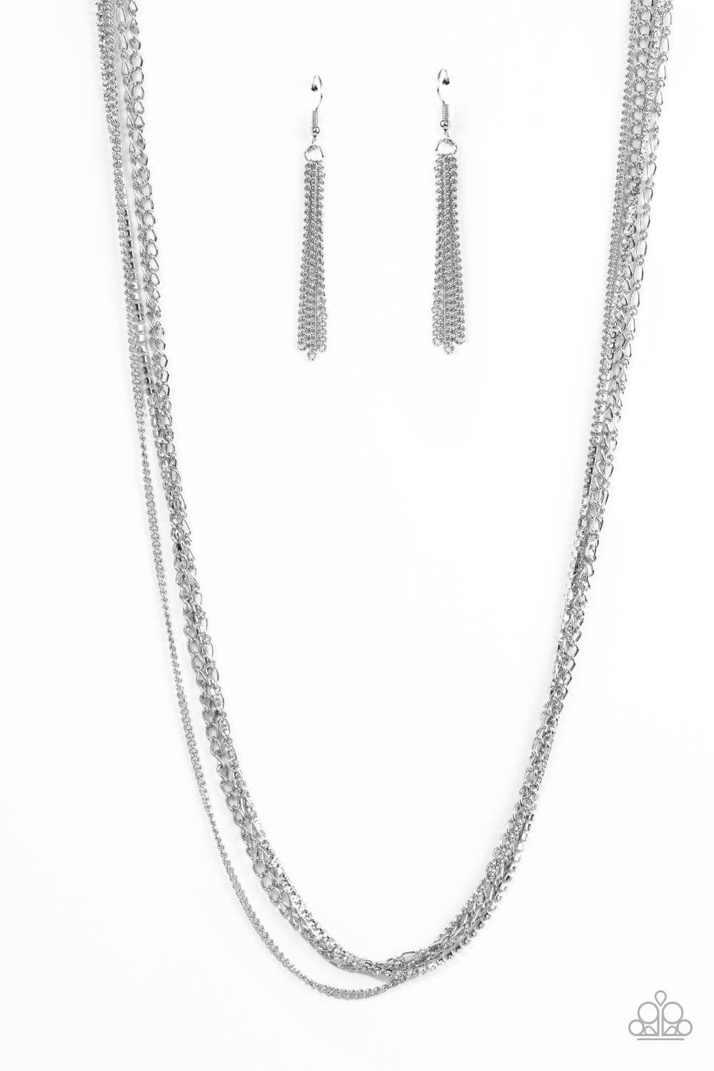 Undauntingly Urban Paparazzi Accessories Necklace with Earrings - White