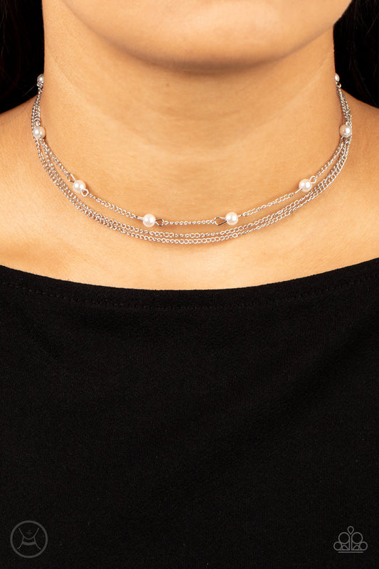 Daintily Dapper Paparazzi Accessories Necklace with Earrings White