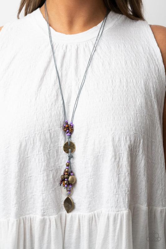 Knotted Keepsake Paparazzi Accessories Necklace with Earrings  - Purple