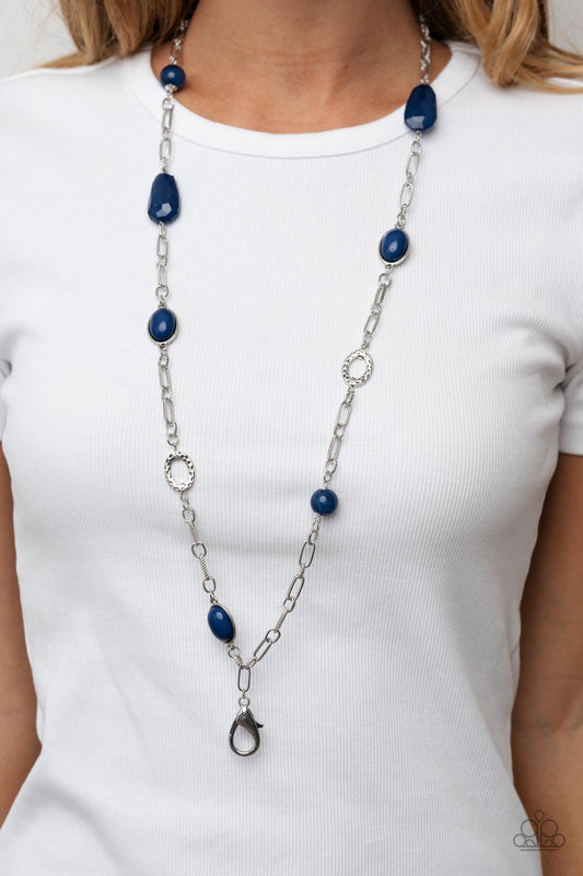 Barcelona Bash Paparazzi Accessories Lanyard with Earrings Blue
