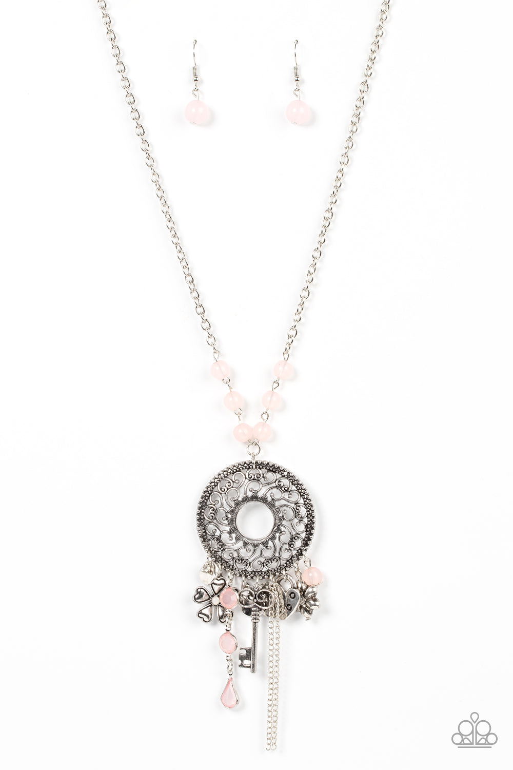 Making Memories Paparazzi Accessories Necklace with Earrings  - Pink