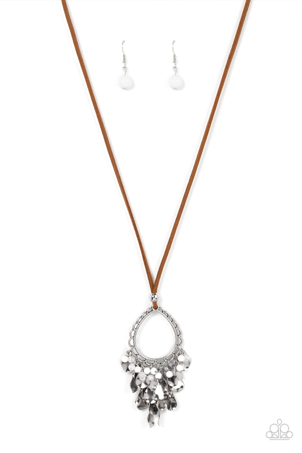 Paradise Pageantry Paparazzi Accessories Necklace with Earrings White