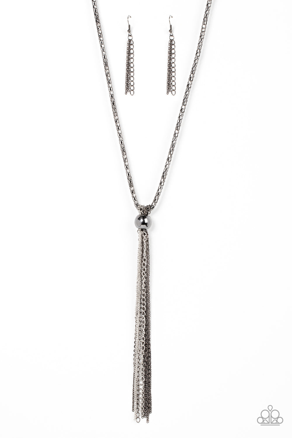 Metallic MESH-Up Paparazzi Accessories Necklace with Earrings Black