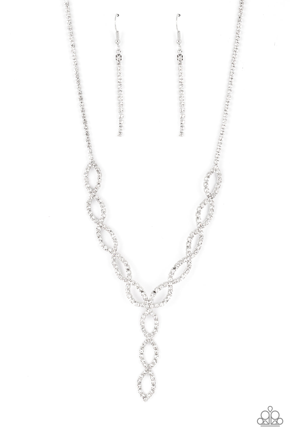 Infinitely Icy Paparazzi Accessories Necklace with Earrings White
