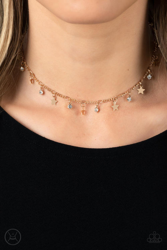 Little Lady Liberty Paparazzi Accessories Choker Necklace with Earrings - Gold