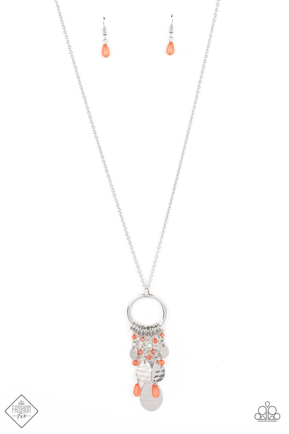 Totally Trolling Paparazzi Accessories Necklace with Earrings - Orange