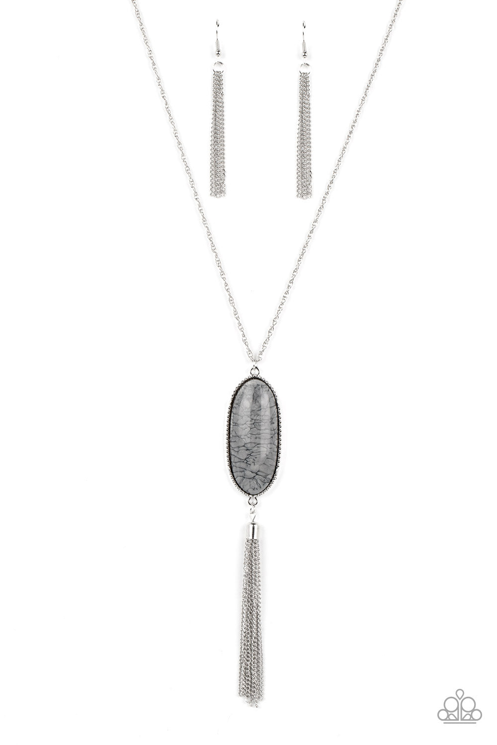 Southern Stroll Paparazzi Accessories Necklace with Earrings Silver