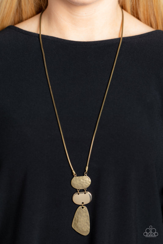 Riverside Respite Paparazzi Accessories Necklace with Earrings Brass