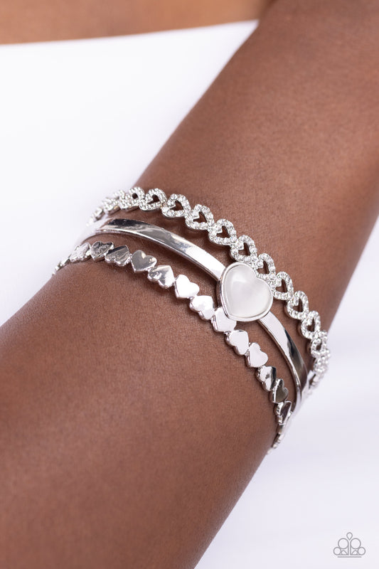 You Win My Heart Paparazzi Accessories Bracelet - White
