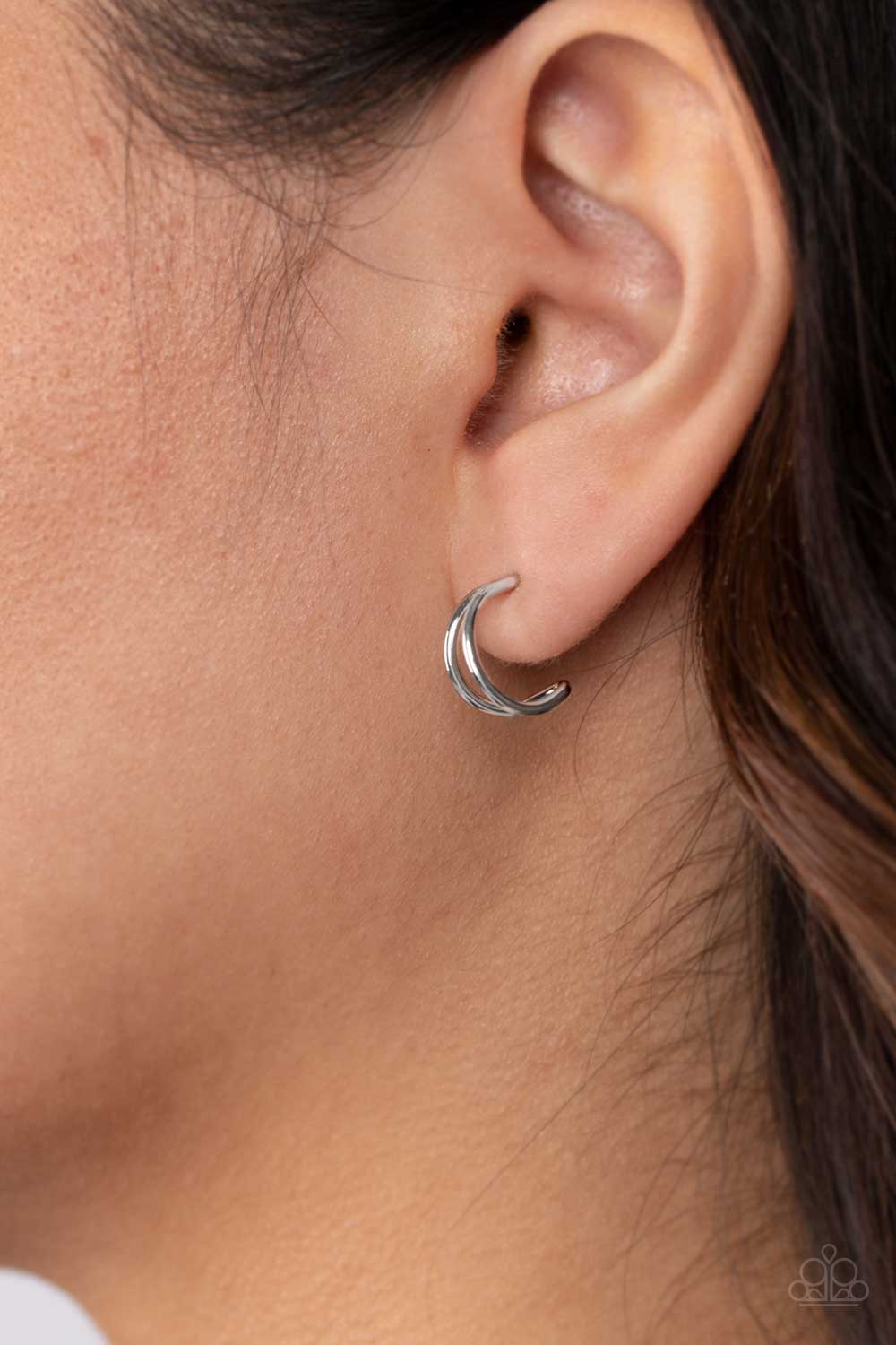 Charming Crescents Paparazzi Accessories Hoop Earrings  Silver